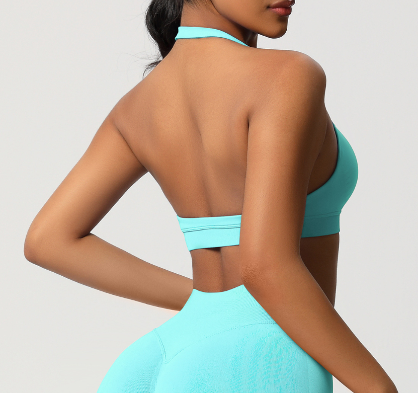Kirra Halter Crop - Aqua