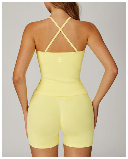 Nellie Cross Back Tank - Lemon