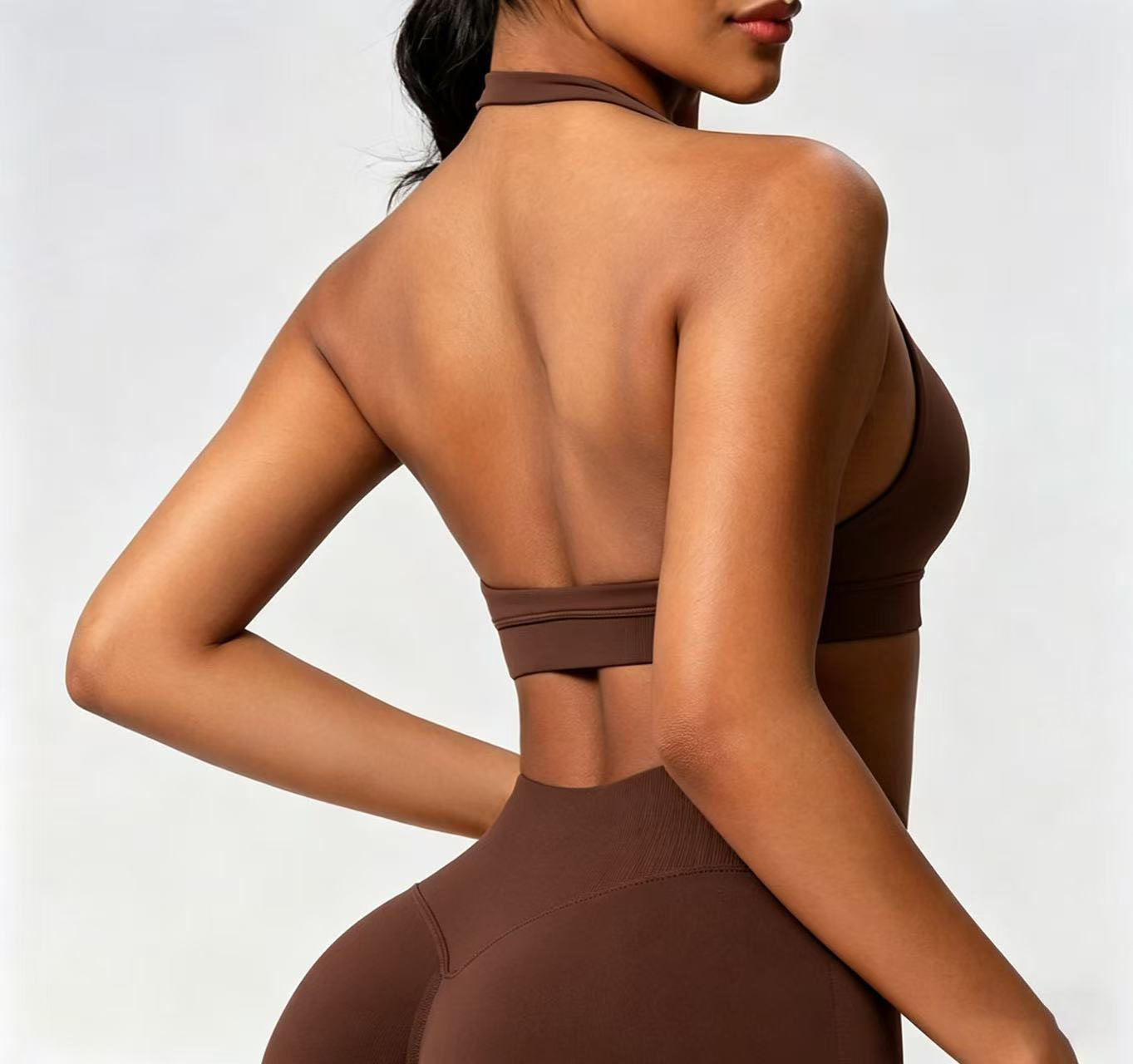 Kirra Halter Crop - Rich Cocoa