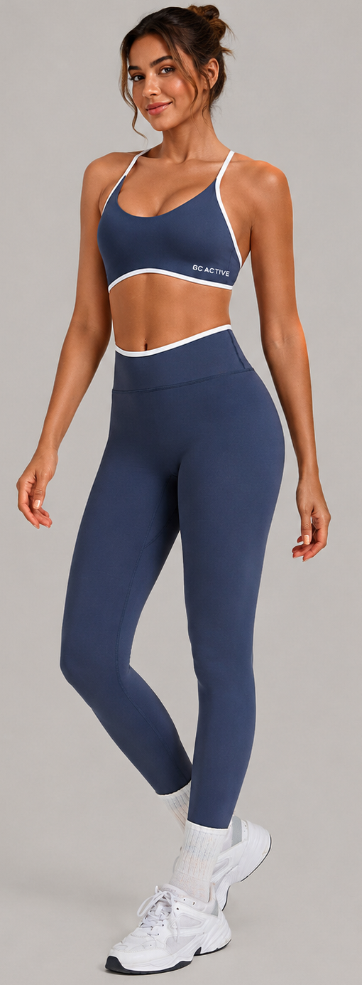 Burleigh Contrast Crop - Steel Blue