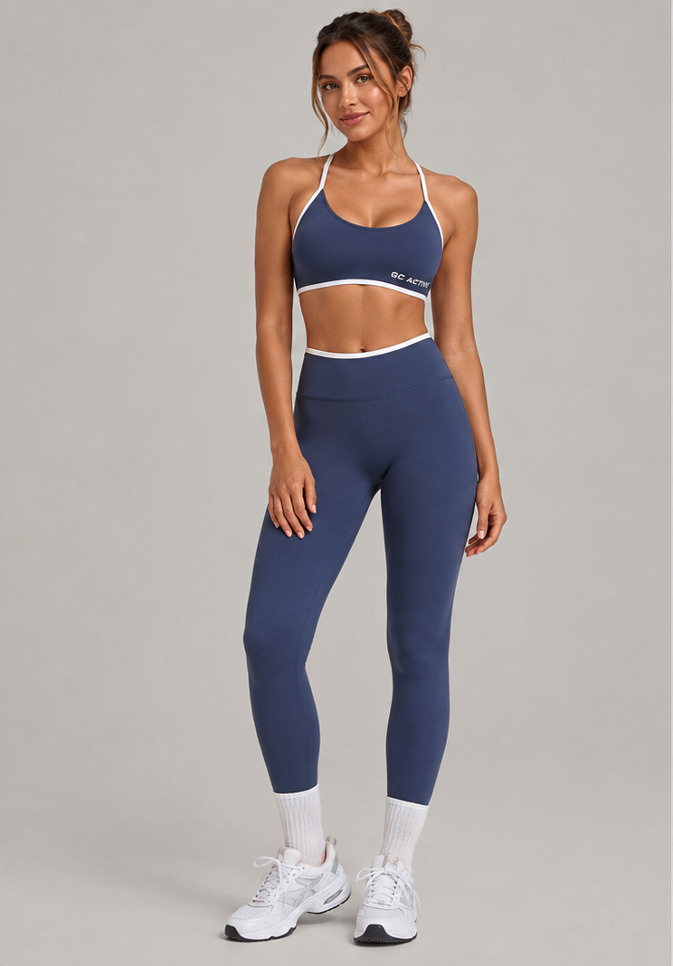 Burleigh Contrast Crop - Steel Blue