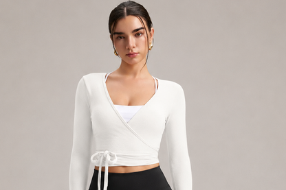 GC Active Palm Beach Wrap Top in snow, back view