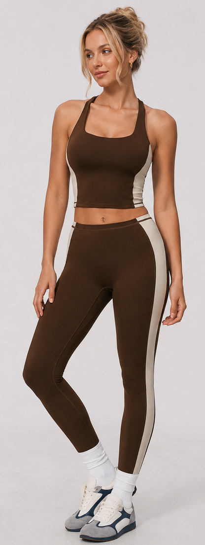Cooly Colour Block Tights - Cafe Latte