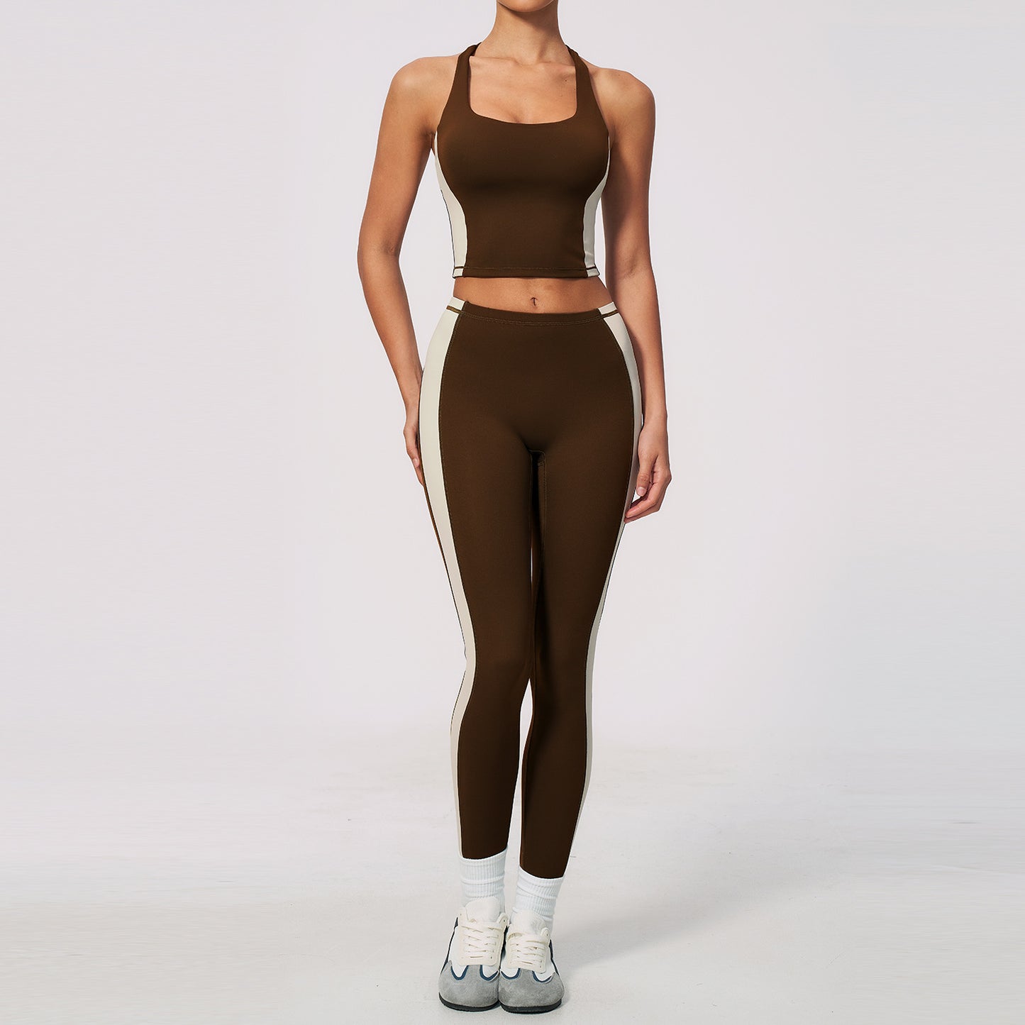 Cooly Colour Block Tank - Cafe Latte