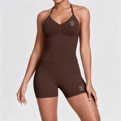 Kirra Contour Halter Tank - Rich Cocoa