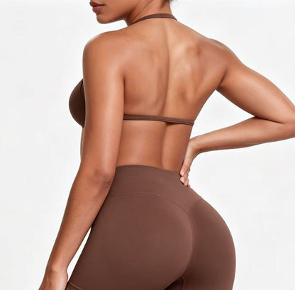Kirra Contour Halter Crop - Rich Cocoa