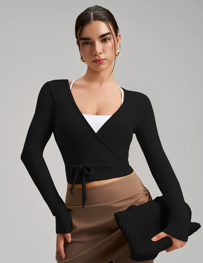 Palm Beach Wrap Top - Black