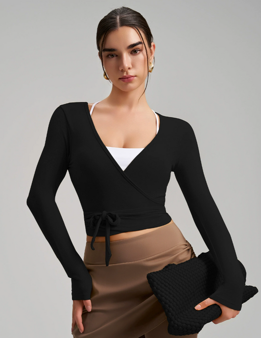 Palm Beach Wrap Top - Black