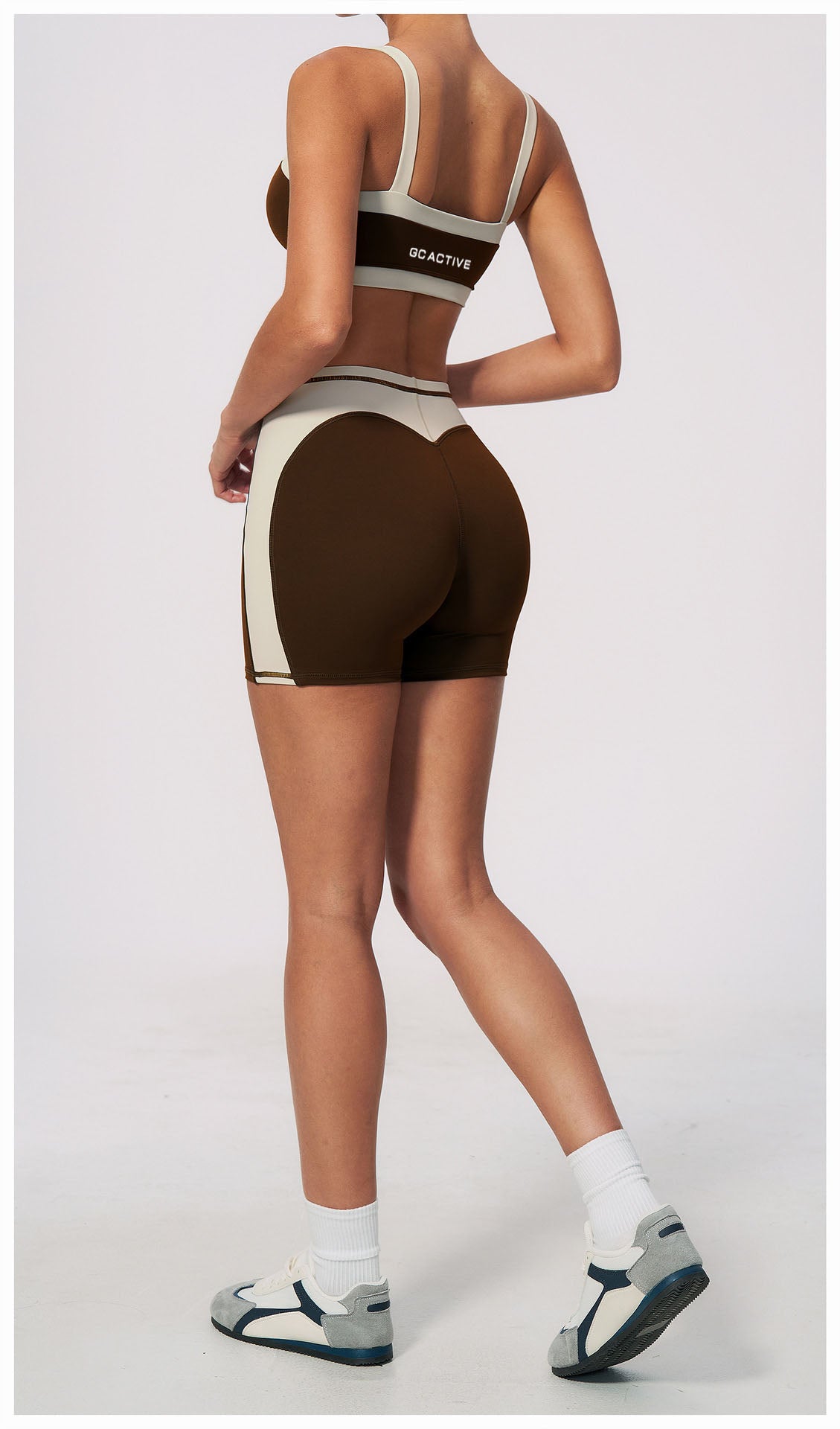 Cooly Colour Block Crop - Cafe Latte