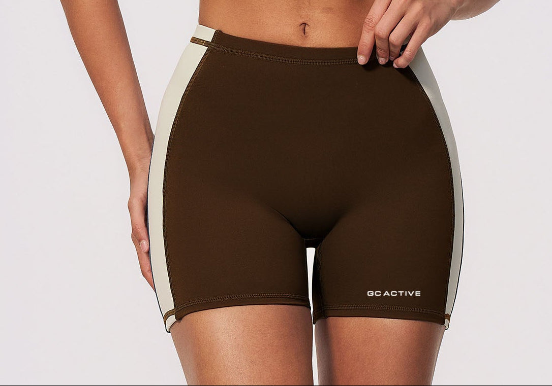 Cooly Colour Block Shorts - Cafe Latte
