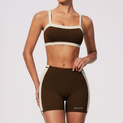 Cooly Colour Block Crop - Cafe Latte