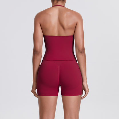 Kirra Contour Halter Tank - Berry