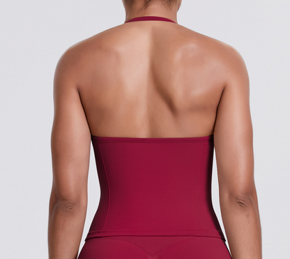Kirra Contour Halter Tank - Berry